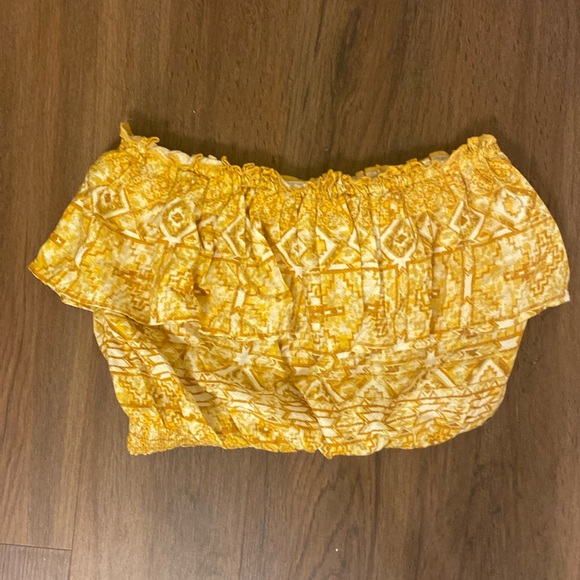 Roxy Inca Gold Desert Til Ruffle Collier Tube Top - Picture 2 of 7